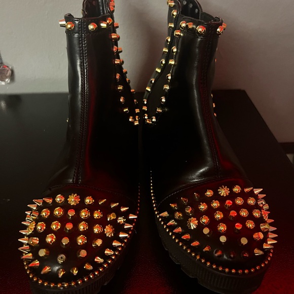 Studded Black Ankle Boots - Picture 2 of 7